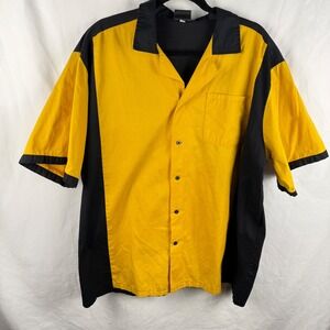Vintage Hilton Bowling Retro Mac Shack Bowling Shirt Black Yellow XL 90s Y2K